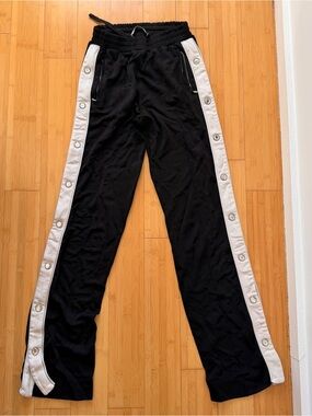 Alessandra Rich Black Elastic Waist Track Pants with Drawstring